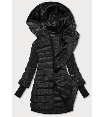 LONG JACKET WITH HOOD BLACK (PM7231) striukė