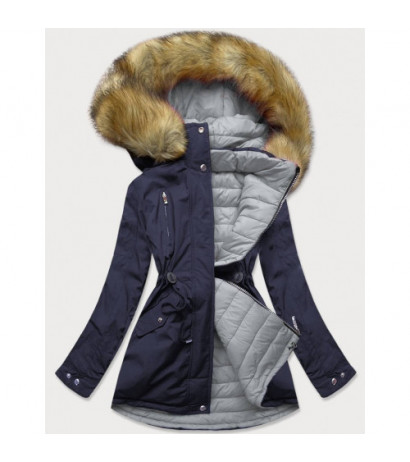 REVERSIBLE HOODED JACKET NAVY BLUE-GREY (W213) striukė