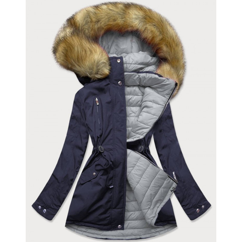 REVERSIBLE HOODED JACKET NAVY BLUE-GREY (W213) striukė