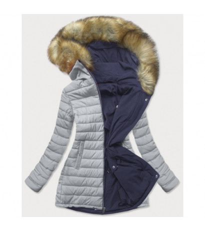 REVERSIBLE HOODED JACKET NAVY BLUE-GREY (W213) striukė