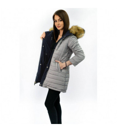 REVERSIBLE HOODED JACKET NAVY BLUE-GREY (W213) striukė