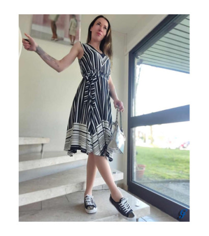 Tom tailor firminė dryžuota suknelė, tamsiai balta